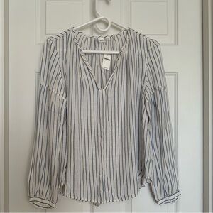 GAP Blue & White Long Sleeve V-Neck Peasant Blouse – Size S